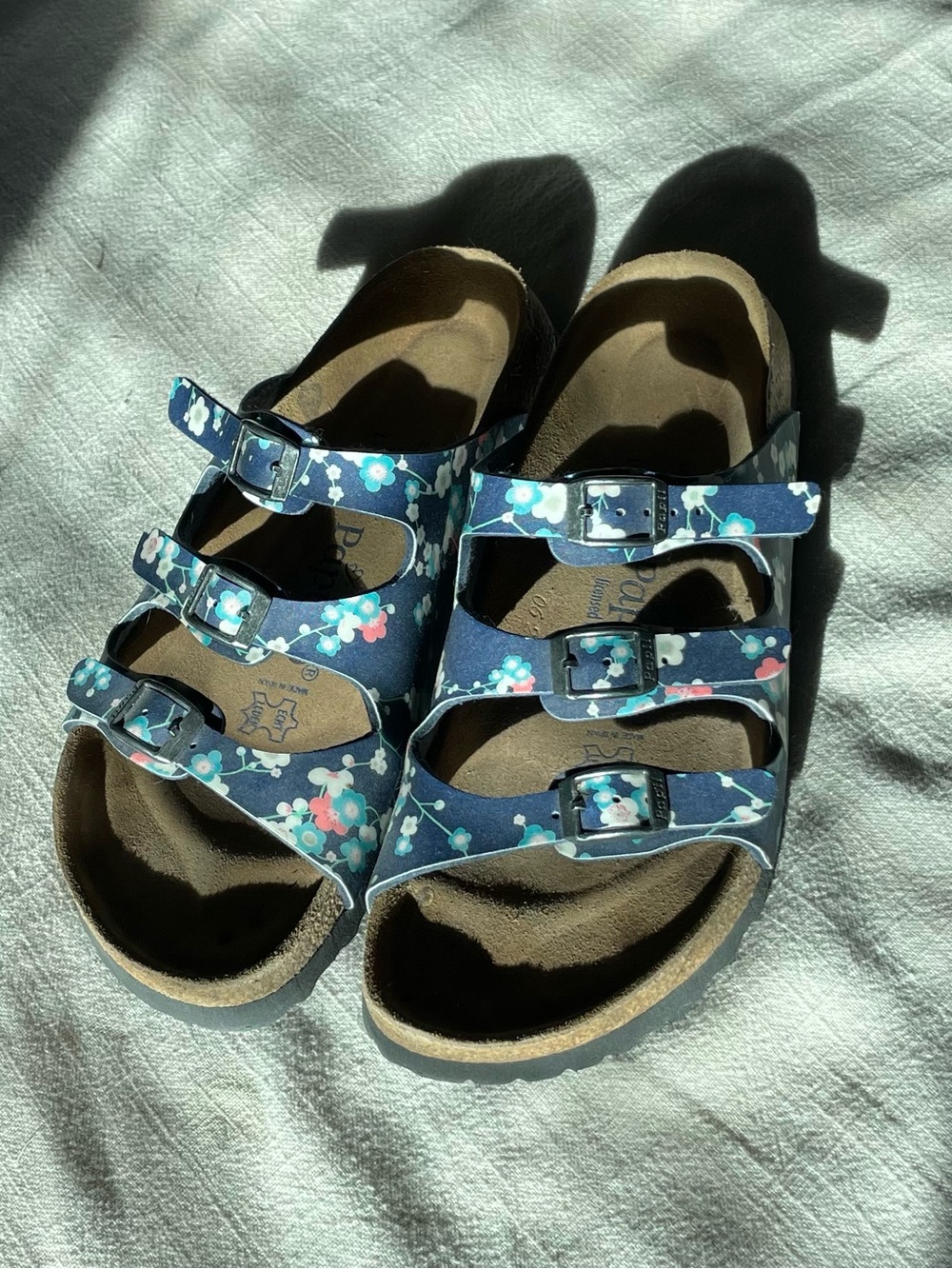 Women’s Triple-Strap Floral Sandals - Navy Blue